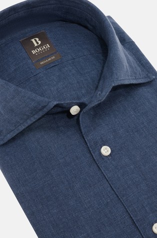 BOGGI MILANO Regular fit lanena srajca Modra - Navy 4