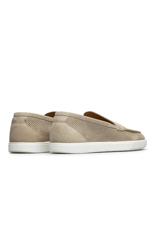 FABI Nubuck leather loafers with perforations Beige 3