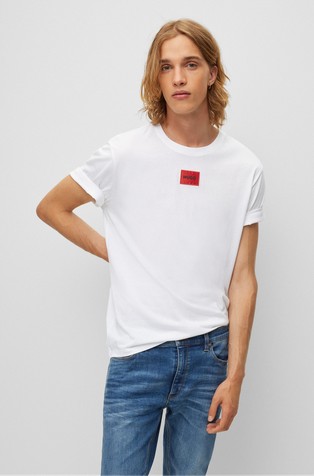 Regular-fit majica s kontrastnim logo našitkom