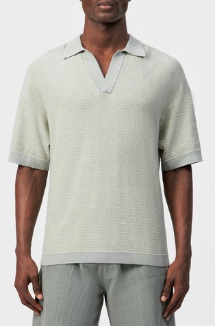 Oversized fit pletena polo majica s kratkimi rokavi iz bombažne mešanice