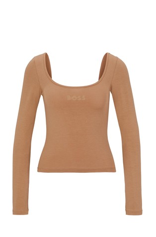 Long-sleeved pyjama top with printed logo