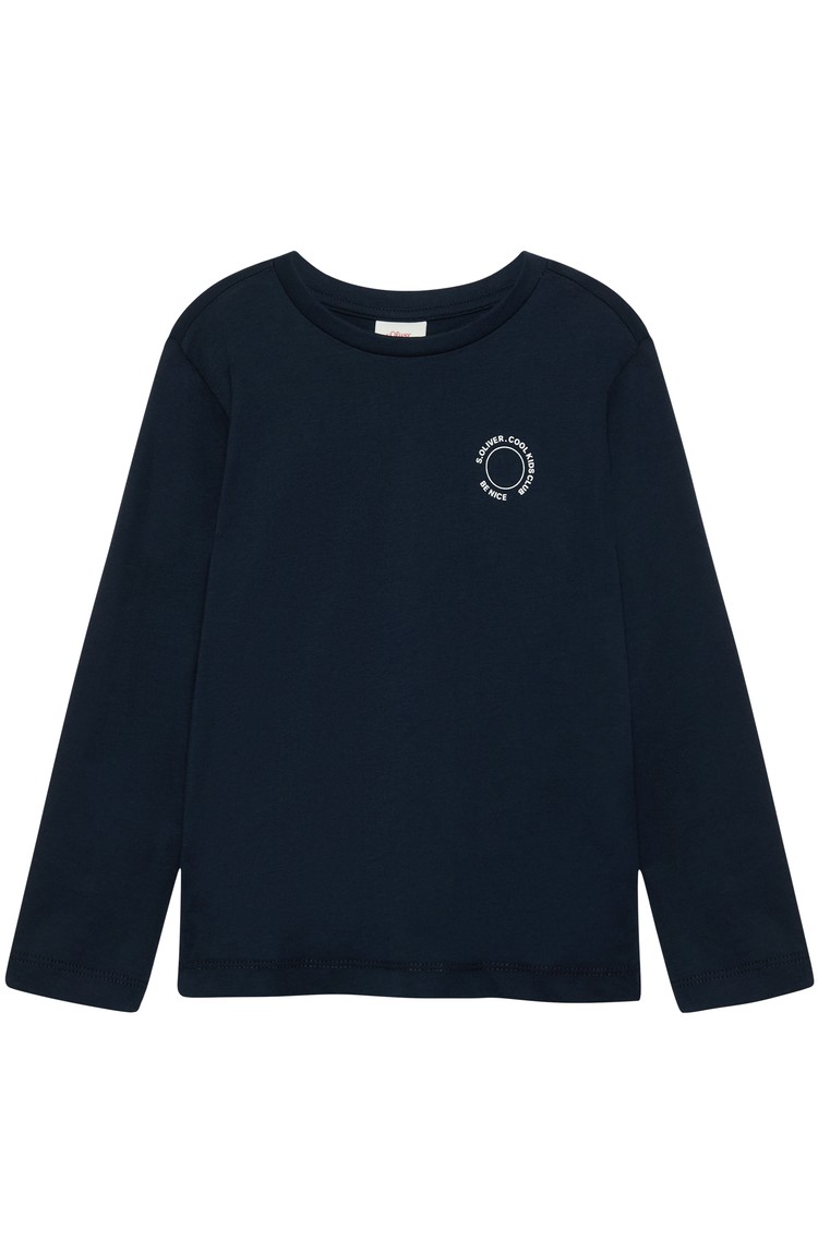 S.OLIVER Majica z majhnim potiskom Modra - Dark Blue 