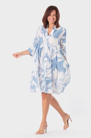 Floral print shirt dress in viscose-blend