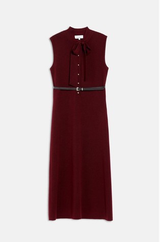 Sleeveless wool midi dress