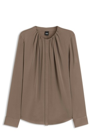 Stretch-silk blouse with gathered details