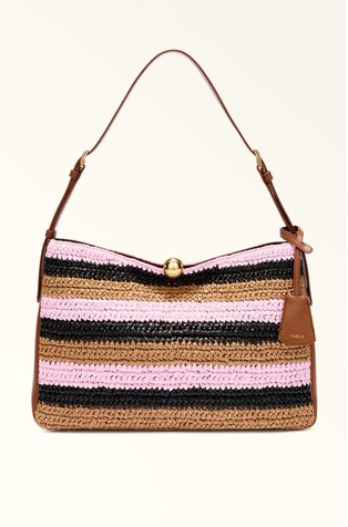 Large Raffia-effect Shoulder Bag
