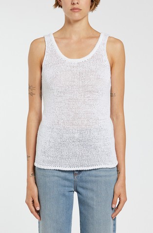 Cotton-blend sleeveless top