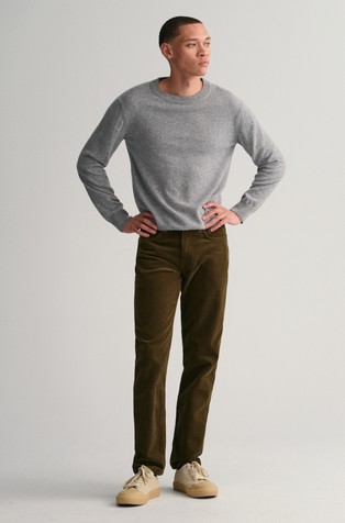 GANT Slim fit žametne hlače Rjava - Dark Cactus 3