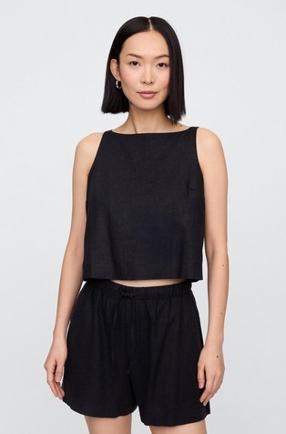 Linen-Blend Sleeveless Top