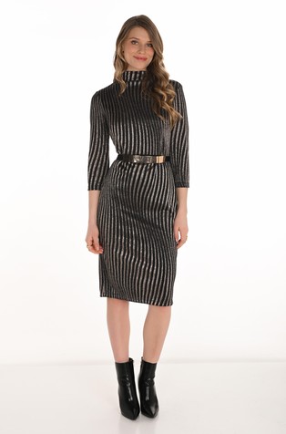 Črtasta obleka s svetlečimi lureks vlakni