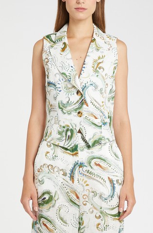 Patterned linen vest