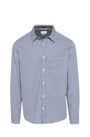 Slim fit bombažna srajca s črtastim vzorcem