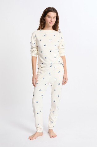 Massyla 2-Piece Pyjama Set with Print in Velvet Effect
