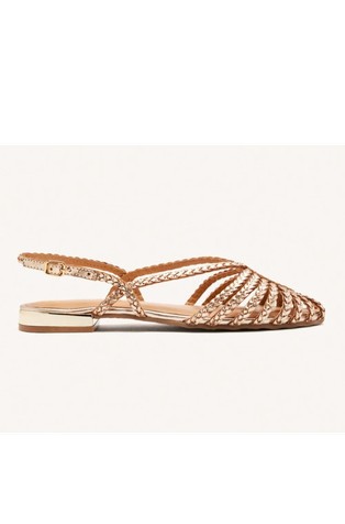 Prepletene balerinke z odkrito peto iz kovinsko svetlečega usnja