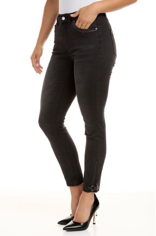 Slim fit jeans hlače z visokim pasom