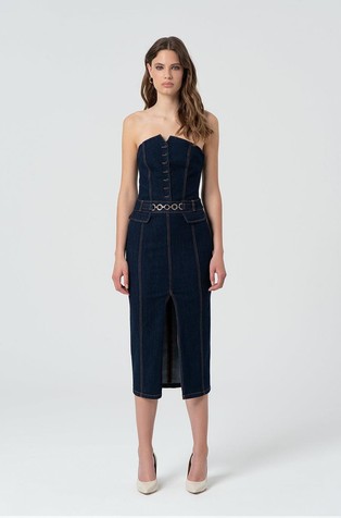 Off-shoulder dress tight fit made in denim