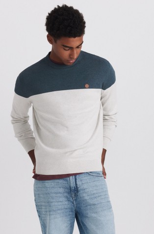 Colour block knit cotton jumper