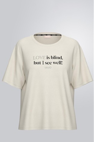 Majica z napisom in okrasnimi kamenčki