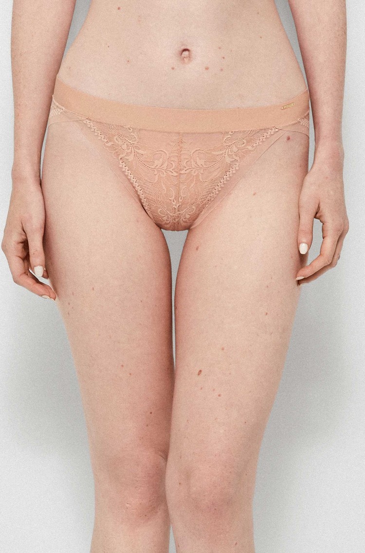 GISELA Brezšivne čipkaste spodnje hlačke Bež - Beige 