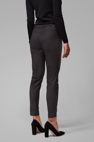 HUGO BOSS Cropped slim-fit trousers with zipped hems Black 3
