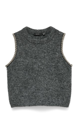 VMFIRENZE pleten brezrokavnik s perlicami