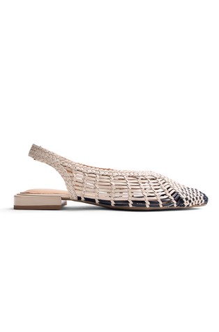 Prepletene usnjene balerinke z odkrito peto