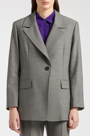 Suknjič iz volnene mešanice z asimetričnim zapenjanjem