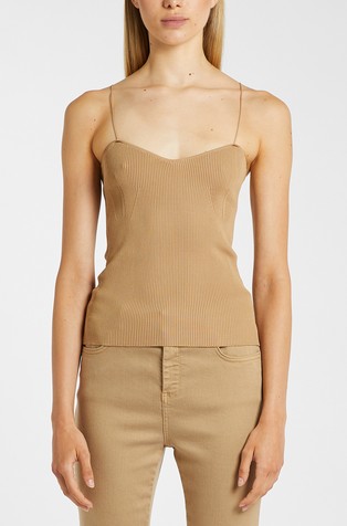Monochrome ribbed top with thin straps
