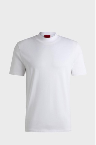 Slim fit bombažna majica s kratkimi rokavi