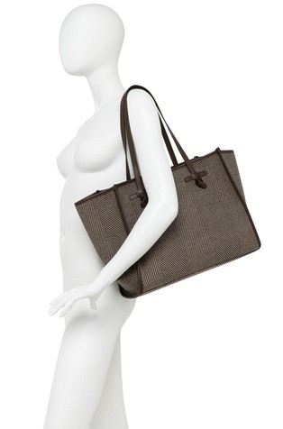 GIANNI CHIARINI Marcella tote in herringbone print fabric Var.Daino 6