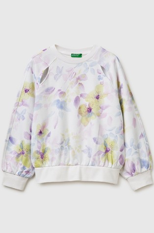 Pulover s cvetličnim vzorcem in izrezi