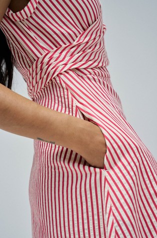 SALSA JEANS Striped shirt dress in cotton-blend Red/White Stripe 4