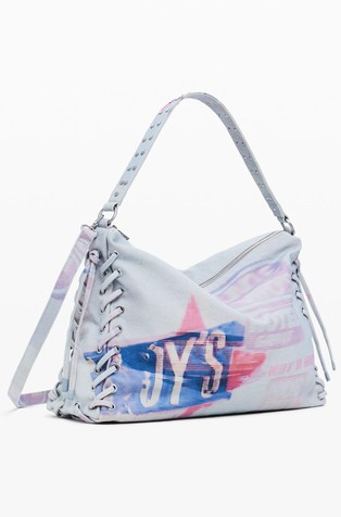 DESIGUAL Medium canvas printed shoulder bag Blue / Multi 3