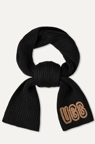 Chunky Rib Scarf with Logo Embroidery