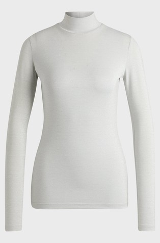 HUGO BOSS Majica z dolgimi rokavi iz viskozne mešanice Siva - Dove Grey 4