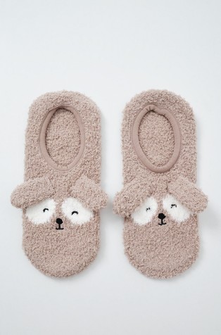 Fluffy short socks with dog design