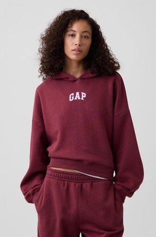 Relaxed Gap Mini-Logo Cropped Hoodie