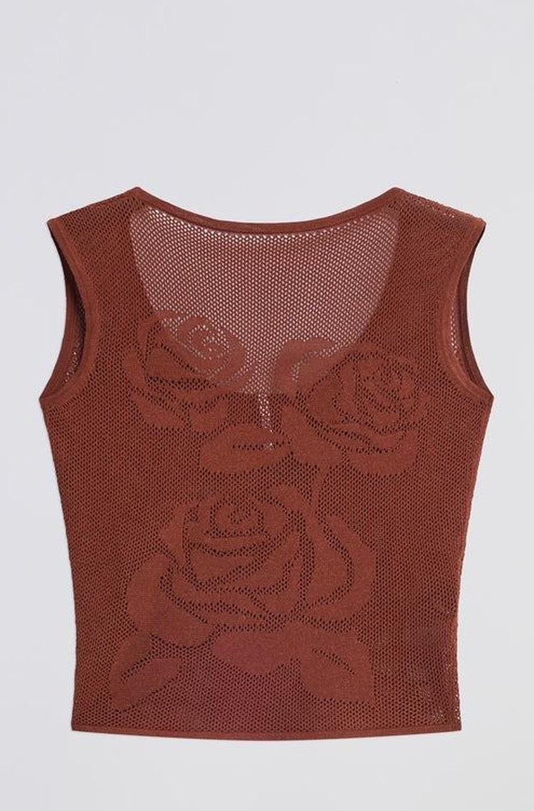 LIVIANA CONTI Mesh top with floral intarsia Crock 