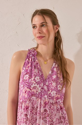 WOMEN'SECRET Long dress in patterned viscose Purple 3