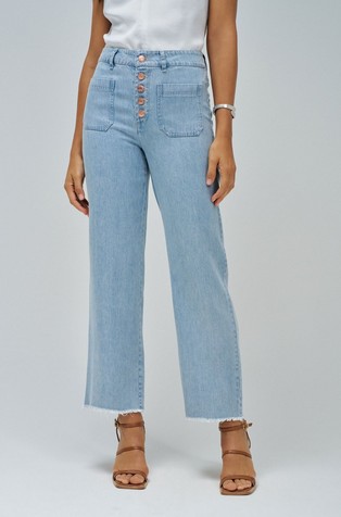 Cropped ravne jeans hlače