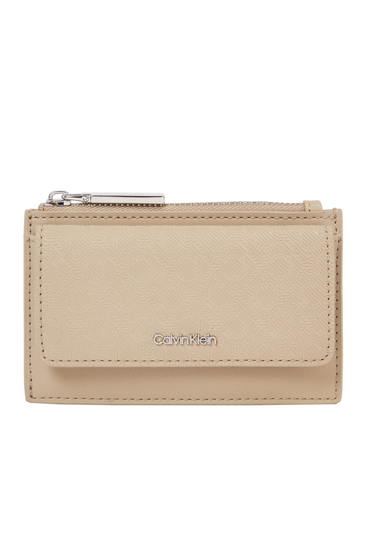 CALVIN KLEIN Zip Flap Cardholder Beige 