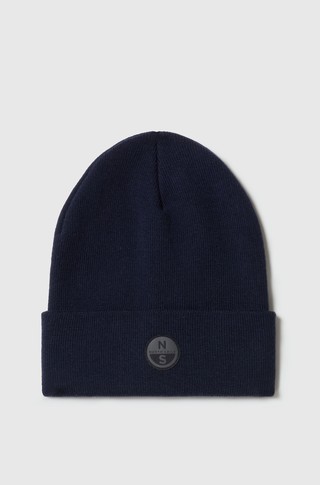 Knit beanie with logo patch