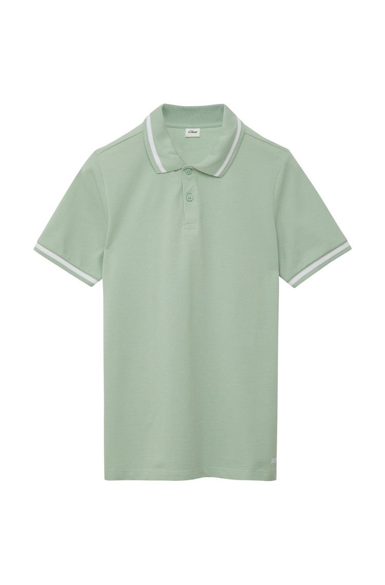 S.OLIVER Piqué polo shirt with stripe details Green 