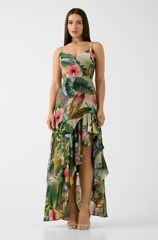 Floral print maxi dress in viscose