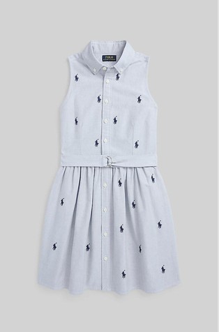 Polo Pony oxford srajčna obleka s pasom