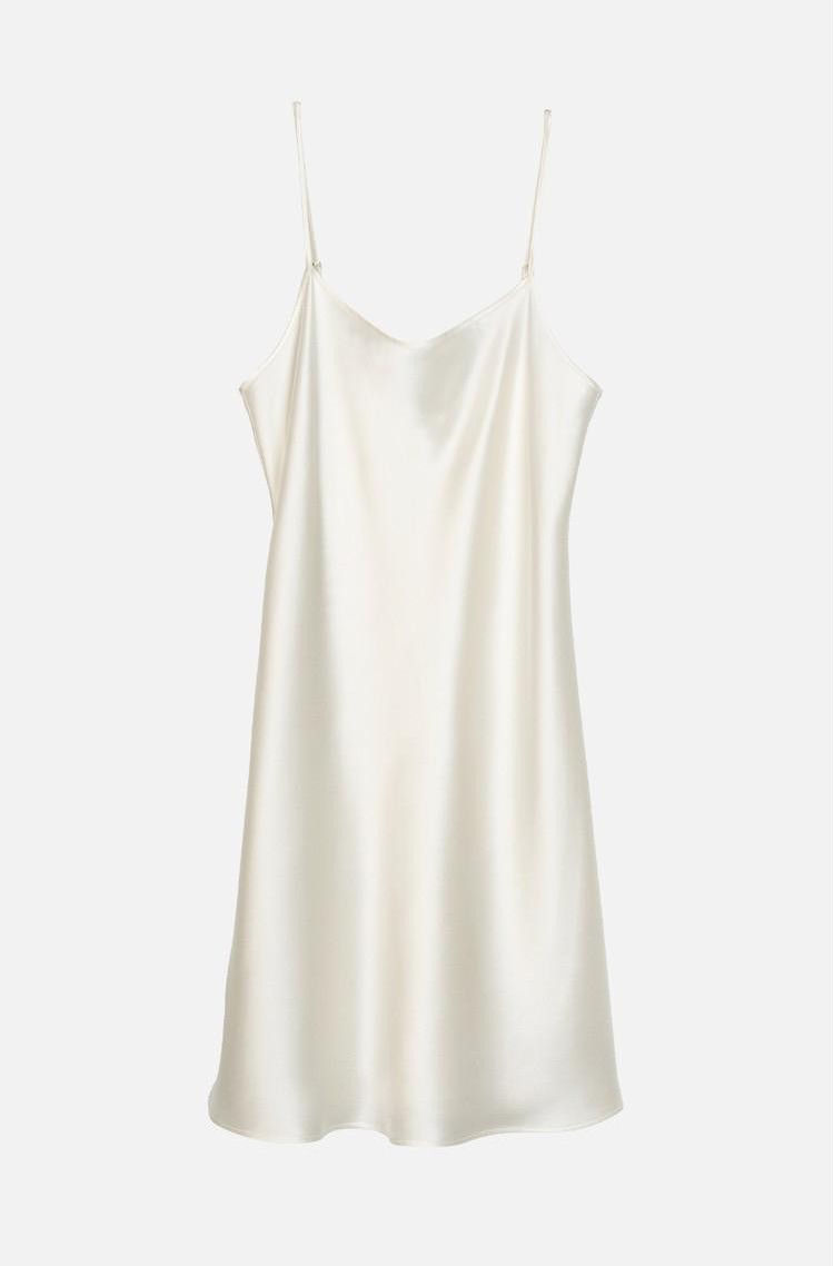 PALMERS Silky Nights svilena spalna srajca Bela - Off-White 