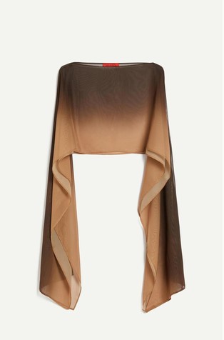 Gradient-print voile shrug