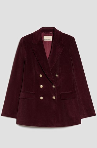 Double-breasted corduroy blazer