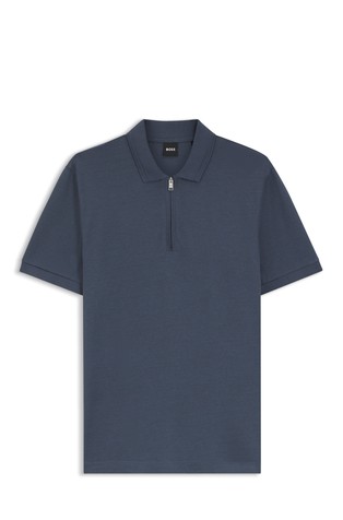 Polo majica iz bombažne mešanice z delno zadrgo