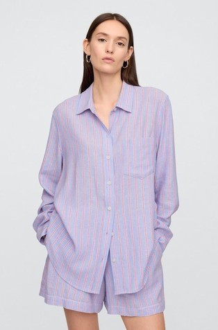 Linen-Blend Easy Shirt